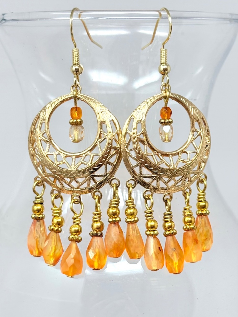 Carnelian Chandelier earrings in gold